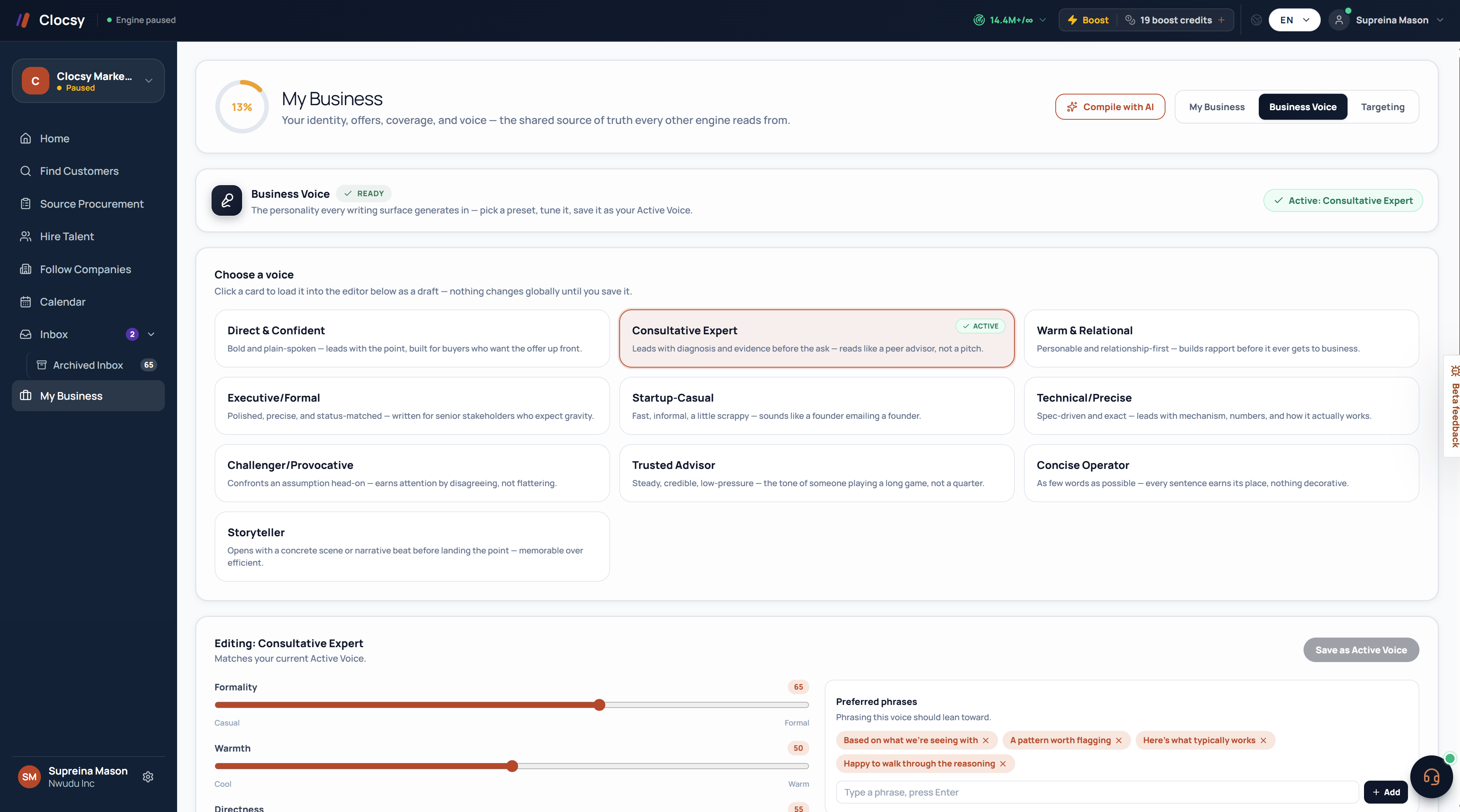 Clocsy replying to a buyer in your own trained voice — autonomous, on-brand, and sent without a draft to review.